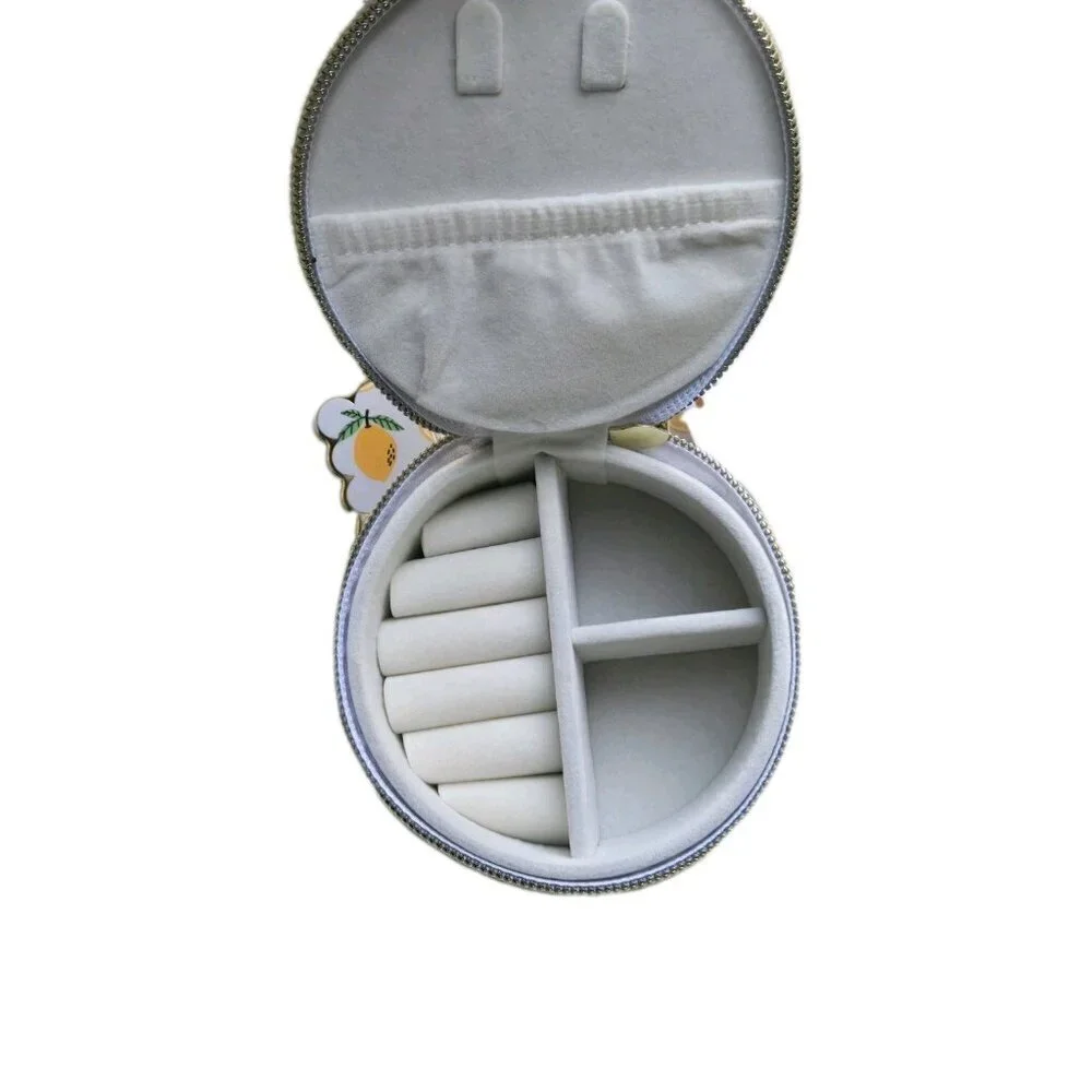 New Blue & White Stripped Beach Lemon Slice Summer Travel Jewelry Box Case